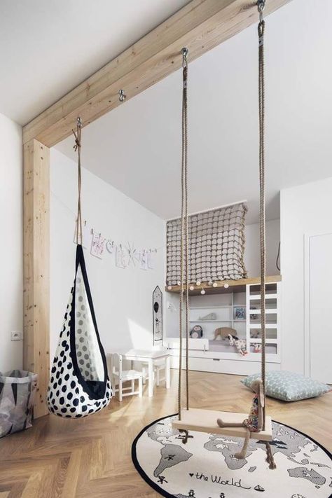 Home Indoor Playground Ideas - Petite Modern Life Modern Childrens Room, Bilik Idaman, Indoor Swing, Playroom Furniture, Kids Room Design, Toddler Room, Kids Playroom, Kid Spaces, Kids Rooms