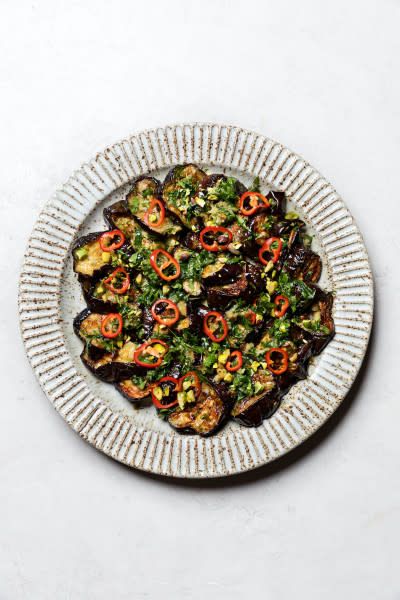 Ottolenghi’s Roasted Eggplant Salad: Easy Eggplant Recipe Yotam Ottolenghi Recipes Salad, Ottolenghi Eggplant Recipe, Ottolenghi Aubergine Recipe, Eggplant Ottolenghi, Ottolenghi Eggplant, Eggplant Salad Recipes, Salad Ottolenghi, Ottolenghi Salad, Mediterranean Eggplant