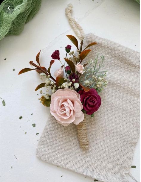 Burgundy Wedding Rustic, Blush Boutonniere, Boutonniere Burgundy, Burgundy Boutonniere, Groomsman Boutonniere, Wedding Schemes, Flower List, Burgundy And Blush Wedding, Bridal Floral Crown