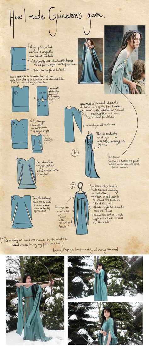 Super easy medieval or sorceress gown, witch gown from one piece of fabric. Witch Gown, Robe Diy, Istoria Modei, Corak Menjahit, Diy Clothes Refashion, Idee Cosplay, Sew Ins, Stil Boho, Fabric Diy