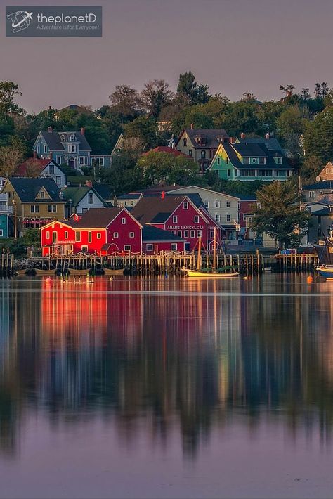 Sunset in Lunenburg, Nova Scotia | Lunenburg is a UNESCO World Heritage Site and probably one of the most well-known towns in Nova Scotia | The Planet D Adventure Travel Blog: Lunenburg Nova Scotia, Visit Nova Scotia, Colorful Houses, Eastern Canada, Canadian Travel, Atlantic Canada, Nova Scotia Canada, Prince Edward Island, Canada Travel