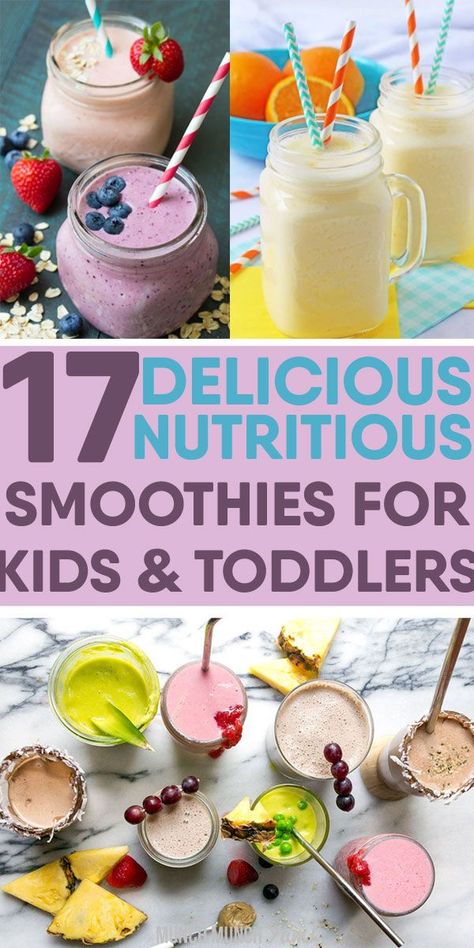 17 DELICIOUSLY HEALTHY Smoothies for Kids & Toddlers (Picky Eater-Approved) Smoothies For Toddlers, Kid Friendly Smoothie Recipes, Toddler Smoothie Recipes, Smoothie For Kids, Protein Shakes For Kids, Help With Constipation, Kid Friendly Smoothies, High Calorie Smoothies, Baby Smoothies