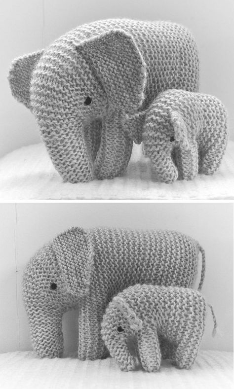 Mother and son elephant This Knit pattern / tutorial is available for free... Full post: Mother and son elephant Knitting Baby Toys, Knitted Animal Patterns Free, Knit Dog Pattern Free, Cute Knitted Animals, Knitting Patterns Animals Free, Knit Elephant Pattern Free, Knitting Animals Free Patterns, Free Animal Knitting Patterns, Free Knitted Toy Patterns