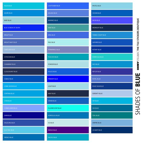 BLUE Solid Color Chart Peel and Stick Tile for Wall and Floor, 1 X 12 Tile Sticker Sheet Sampling Shades of Blue - Etsy Types Of Blue Colour, Different Blue Colors, Color Cian, Tile For Wall, Types Of Blue, Blue Solid Color, Blue Shades Colors, Malibu Blue, Serenity Blue