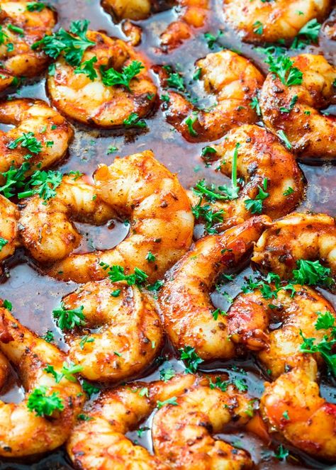 Spicy New Orleans Shrimp Shrimp New Orleans Recipe, Shrimp Cream Sauce, Creamy Garlic Shrimp Recipe, New Orleans Shrimp, Baked Shrimp Recipes, Spicy Garlic Shrimp, Cooked Shrimp, Resep Seafood, Spicy Appetizers