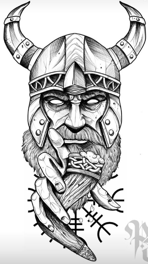 Viking Drawings, Viking Warrior Tattoos, Norse Mythology Tattoo, Arte Viking, Viking Tattoo Symbol, Viking Tattoo Sleeve, Vikings Tattoo, Greek Mythology Tattoos, Celtic Tattoo