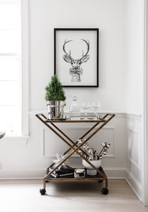 Park+&+Oak+Holiday+Decor Coffee Bar Cart Ideas, Nespresso Coffee Bar, Bar Cart Inspiration, Bar Cart Ideas, Christmas Bar Cart, Holiday Bar Cart, Coffee Bar Cart, Bandeja Bar, Diy Bar Cart