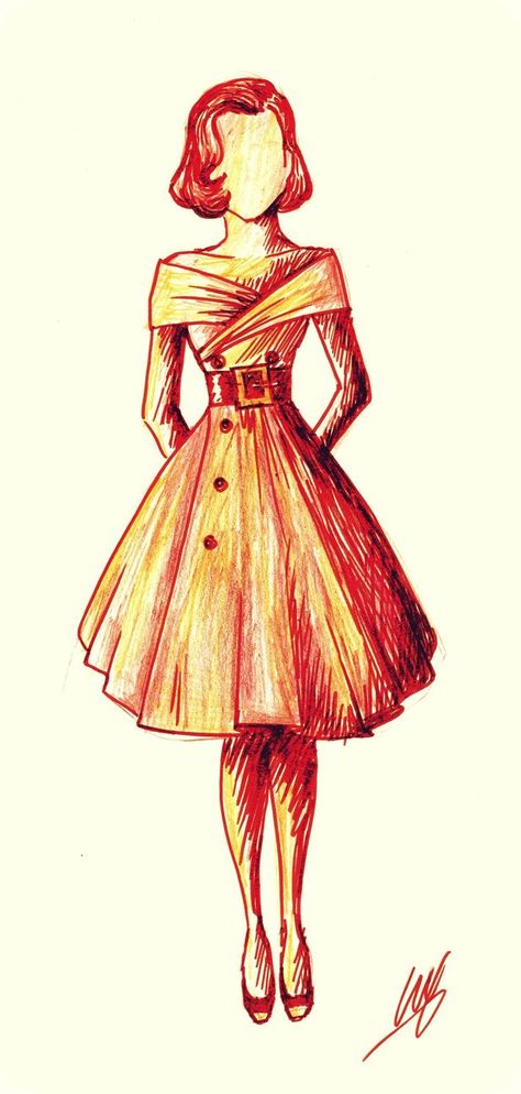 50's fashion | 50's fashion sketch 4 by Lucrecha Vintage Drawing Sketches 1950s, 1950s Fashion Drawings, 50s Fashion Drawing, 60s Fashion Drawings, 60s Fashion Sketches, 50s Fashion Sketch, 50s Fashion Illustration, Vintage Drawing 1950s, 60s Drawings