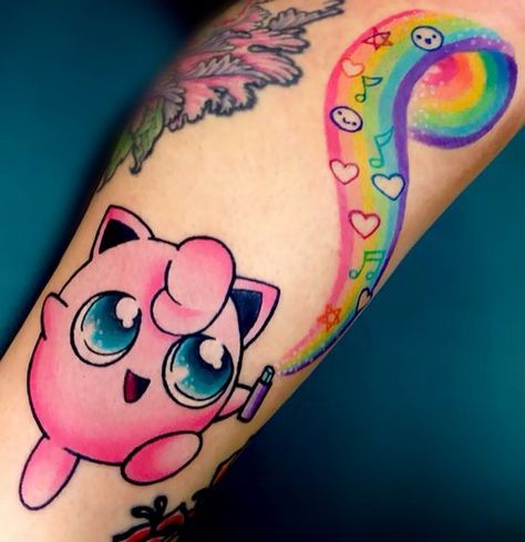 Cute Jigglypuff Pokemon tattoo. Jigglypuff Tattoo, Montreal Tattoo, Pokemon Jigglypuff, Pokemon Tattoo, Best Tattoos For Women, Kawaii Tattoo, Sweet Tattoos, Up Tattoos, Anime Tattoos