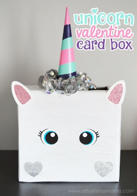 Valentine Box Unicorn, Unique Valentine Box Ideas, Homemade Valentine Boxes, Girls Valentines Boxes, Valentine Box Ideas, Valentine Boxes For School, Diy Valentines Box, Kids Valentine Boxes, Valentine Card Box