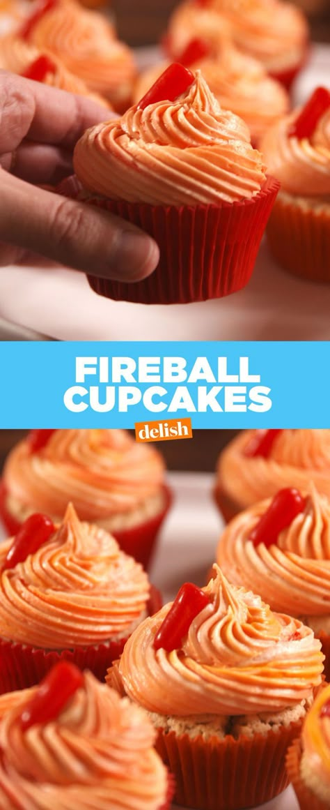 Fireball Cupcakes, Fireball Recipes, Boozy Cupcakes, Fireball Whiskey, Boozy Desserts, Köstliche Desserts, Savoury Cake, Bagels, Let Them Eat Cake