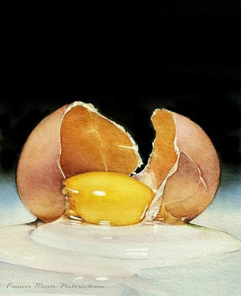 Egg Art Illustration, Watercolor Eggs, Egg Watercolor, Broken Egg, Huevos Fritos, Arches Paper, Egg Painting, Egg Art, February 10