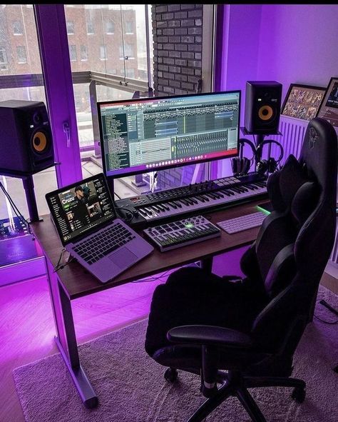 Home Recording Studio Setup, Recording Studio Setup, Producer Studio, Home Music Rooms, Home Studio Ideas, Music Recording Studio, Recording Studio Design, Recording Studio Home, Home Studio Setup