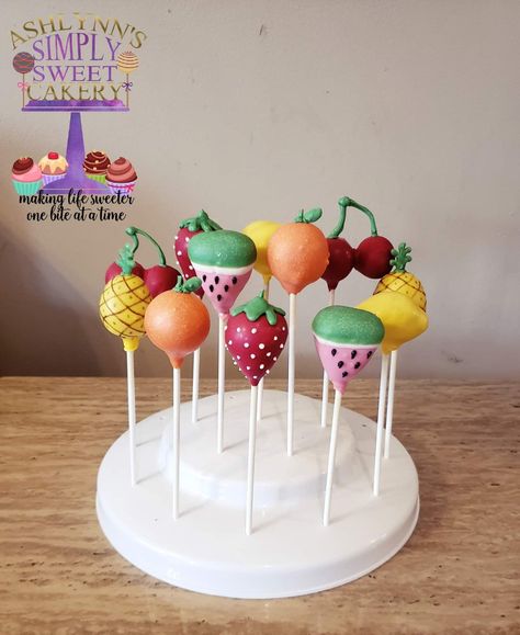 Fruit Themed Cake Pops, Fruit Cake Pops, Dancing Fruit Birthday Cake, Dancing Fruit Birthday Party, Dancing Fruit, Fruit Birthday Cake, Fruit Cupcakes, Fruit Birthday Party, Party Dancing