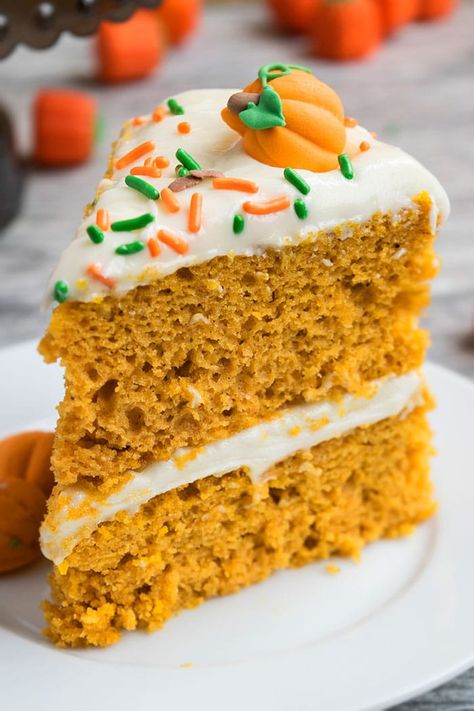 Easy Pumpkin Cake Recipe With Cake Mix - CakeWhiz Pumpkin Cake From Yellow Box Cake, Boxed Pumpkin Cake, Pumpkin Cake Using Yellow Box Cake, Easy Pumpkin Cake Mix Recipes, Pumpkin Cake Using Box Cake, Pumpkin Cake From Box Cake, Pumpkin Layer Cake Recipes, Pumpkin Cake With Box Cake, Easy Fall Cake Decorating Ideas