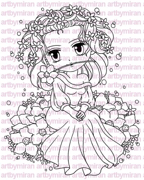 Digital Stamp Jazmine240 Digi Stamp Coloring page by artbymiran Coloring Page Printable, Spring Coloring Pages, Digi Scrapbooking, Princess Coloring Pages, Fairy Coloring Pages, Fairy Coloring, Girly Drawings, Princess Coloring, Coloring Pages For Girls