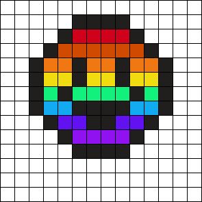 Happy Pixel Art, Perler Bead Templates Easy, Rainbow Perler Beads, Perler Bead Patterns Rainbow, Rainbow Perler Bead Patterns, Mushroom Perler Bead Patterns, Perler Bead Patterns Disney, Pixel Art Rainbow, Rainbow Pixel Art