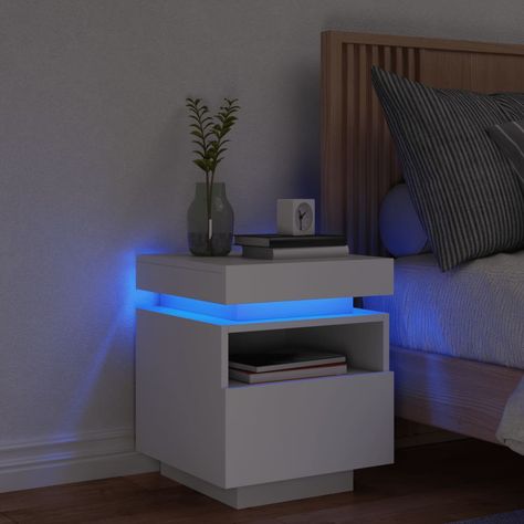 Nachttisch mit LED DE588 Man Room Ideas Bedrooms, Amber Room, Bed With Led Lights, Bed Side Table, Nightstand Decor, Furniture Bedside Table, Bedroom Bedside Table, Man Room, Media Cabinet