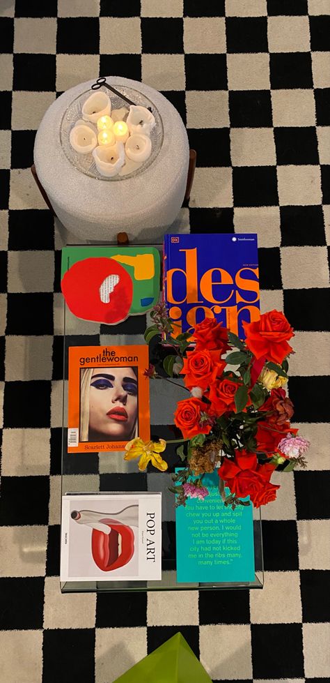 Art Books Coffee Table, Fashion Coffee Table Books Aesthetic, Coffee Table Decor Maximalist, Magazines On Coffee Table, Cute Coffee Table Books, Funky Coffee Table Decor, Cool Coffee Table Books, Coffee Table Funky, Coffee Table Magazines