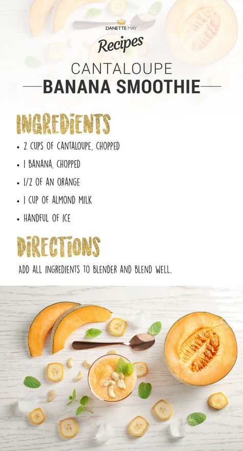 Cantaloupe Smoothie Recipe, Sleepy Smoothie, Hormone Recipes, Dannette May Recipes, Cantaloupe Smoothie, Cantaloupe Recipes, Danette May, Healthy Fruit Smoothies, Smoothie Fruit