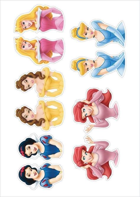 Princesas Disney Topers Disney Princess Cupcakes, Cupcake Toppers Free, Princess Cupcake Toppers, Disney Princess Cake, Disney Princess Birthday Party, Princess Theme Birthday, Princess Cupcakes, Cinderella Party, Prințese Disney