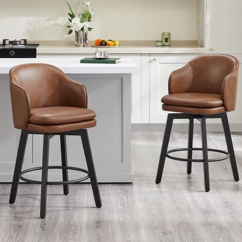 Kaylee Modern Swivel Counter Height Bar Stools - Bed Bath & Beyond - 40954315 Bar Stool With Back, Elegant Bar, Stool With Back, Brown Bar Stools, Bar Stools With Backs, Swivel Counter Stools, Swivel Bar Stool, Stools With Backs, Counter Height Bar