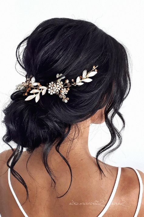 Another wedding hair look looks dreamy for your wedding day. I specialize in this one for wedding day photos. Pin this inspiration to your bridal board. Black Hair Hairstyles Wedding, Bridal Hair Up Brunette, Wedding Hair With Off The Shoulder Dress, Dark Hair Bridal Hairstyles, Brunette Wedding Updo, Wedding Bun Hairstyles For Black Women, Wedding Hair For Black Women, Bridal Hair Brunette, Wedding Hairstyles Black Hair