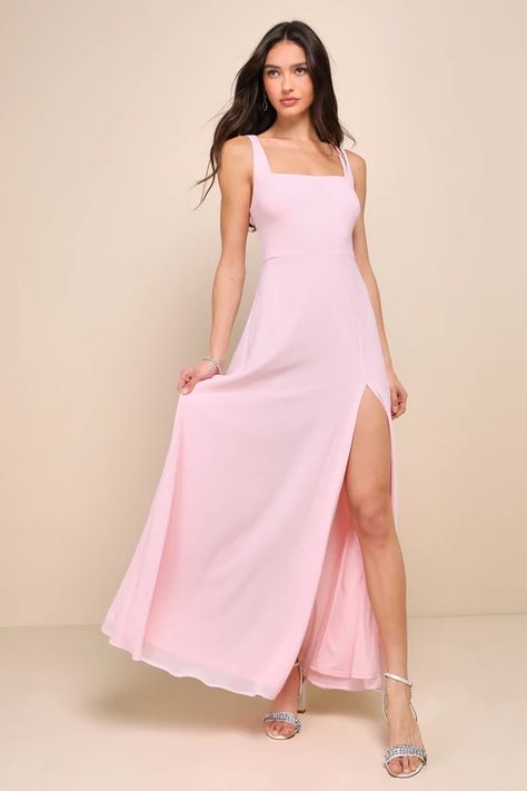 Light Pink Maxi Dress, Light Pink Bridesmaids, Spring Wedding Guest Dress, Simple Bridesmaid Dresses, Pink Bridesmaid Dress, Perfect Bridesmaid Dress, Pink Bridesmaid Dresses, Casual Wedding Dress, Dress Chiffon