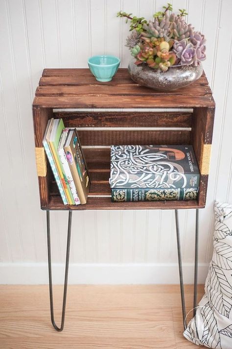 30+ Fab Art DIY Wood Crate Up-cycle Ideas and Projects | www.FabArtDIY.com - Part 3 Michaels Crates, Wooden Crate Furniture, Kursi Bar, Hemma Diy, Wine Crate, Diy Things, Wood Crates, Wooden Crates, Into The Woods