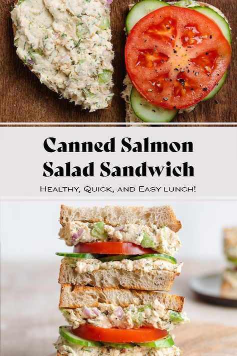 Poolside Sandwiches, Salmon Sandwich Recipes, Salmon Salad Sandwich, Canned Fish Recipes, Canned Salmon Salad, Appetizers Seafood, Crab Sandwich, Canned Salmon Recipes, Salmon Sandwich