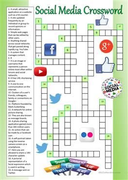 Social Media Crossword Social Media Activities, Social Media Vocabulary, Technology Worksheets, Social Media Worksheet, Teaching Computers, Computer Lessons, Social Media Impact, Iit Jee, Clip Art Library