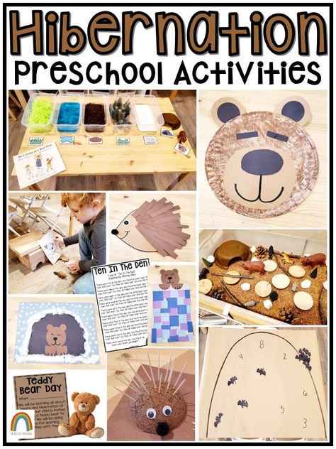 https://www.teacherspayteachers.com/Product/Bears-Hibernation-Thematic-Unit-10876710 Hibernation Montessori Activities, Hibernation Sensory Bin, Hibernation Art Preschool, Hibernation Dramatic Play, Preschool Hibernation Theme, Hibernation Preschool Activities Science, Hibernation Crafts For Toddlers, Bear Hibernation Preschool, Bear Hibernation Craft