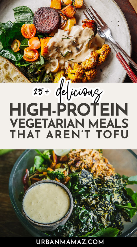 High-Protein Vegetarian Meals That Aren’t Tofu High Protein Diet Vegetarian, Vegetarian Dinner Recipes High Protein, Vegetarian Recipes Without Tofu, High Protein Vegetarian Recipes No Tofu, Vegan Meals High In Protein, Vegetarian Post Workout Meal, Protein Meals For Vegetarians, Superfood Dinner Recipes, Few Ingredient Meals Vegetarian