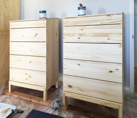 Ikea Pine Dresser, Unfinished Wood Dresser, Interesting Bedside Tables, Ikea Rast Dresser, Ikea Dresser Makeover, Ikea Nightstand, Ikea Tarva Dresser, Ikea Rast Hack, Modern Wood Furniture