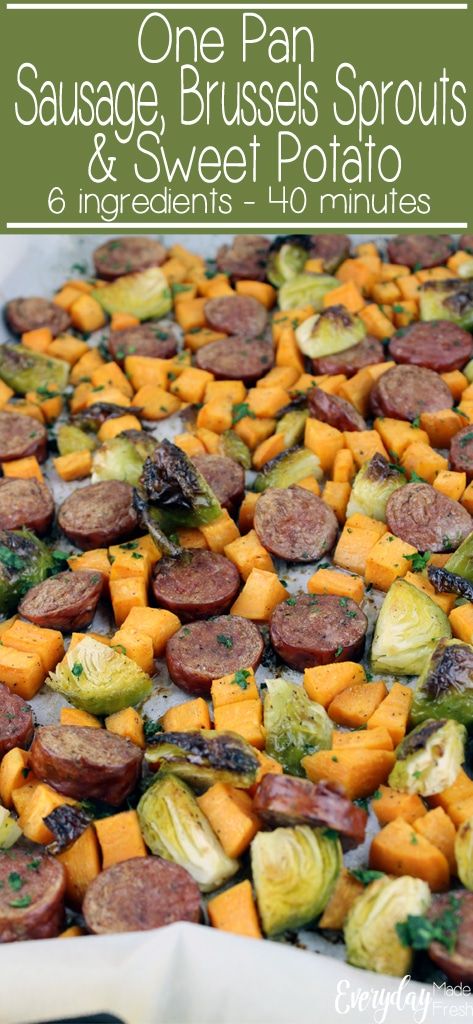 Brussel Sprouts Sausage, Kielbasa And Brussel Sprouts Recipes, Brussel Sprouts With Sausage, Brussel Sprout And Sausage Recipes, Sausage Brussel Sprouts Sweet Potato, Brussels Sprouts Sweet Potato, Sweet Potato And Sausage Recipes, Sausage Sweet Potato Skillet, Sausage And Sweet Potato Recipes