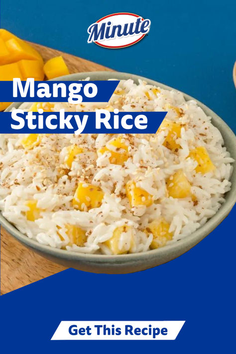 Whip up this tasty Mango Sticky Rice recipe in just 4 minutes! Perfect for an easy dessert idea that satisfies your sweet cravings. Rice With Coconut Milk, Minute Rice Recipes, Mango Sticky Rice Recipe, Sticky Rice Recipe, Glucose Goddess, Easy Dessert Idea, Philippine Food, Mango Rice, Sweet Sticky Rice