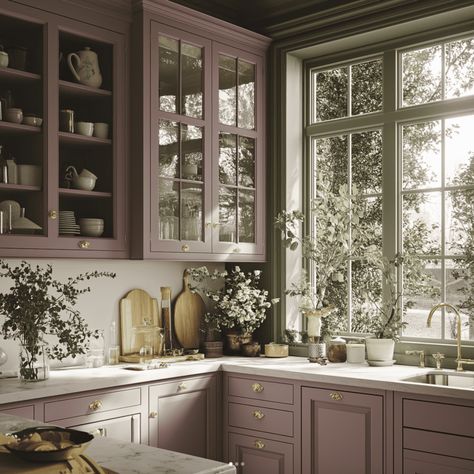 Interior Design Purple, Cinnamon Slate, Slate Kitchen, Glam Pad, Paint Repair, Lilac Grey, Benjamin Moore Colors, Grey Kitchen Cabinets, Bath Furniture