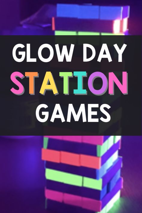 Easy Glow Day Games for your Classroom Transformation - Glow Room Games, Glow In The Dark Party Signs, Blacklight Classroom Activities, Glow Party Ideas For Classroom, Games For Neon Party, Glow Day Classroom Games, Stem Glow Week, Glow Room Transformation, Glow Day Stem Activities