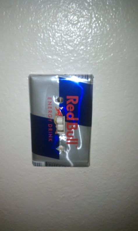 Redbull Room Decor, Redbull Station At Home, Redbull Can Room Decor, Red Bull Fridge, Red Bull Merchandise, Man Cave Room, Man Cave Garage, Cute Bedroom Decor, Switch Covers