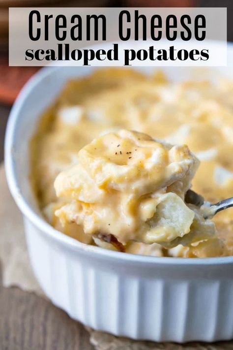 Scalloped Potatoes With Cream, Recipes With Cream Cheese, Cheese Scalloped Potatoes, Creamy Scalloped Potatoes, Cream Cheese Potatoes, Scalloped Potato, Cheesy Potatoes Recipe, Scalloped Potatoes And Ham, Scalloped Potato Recipes