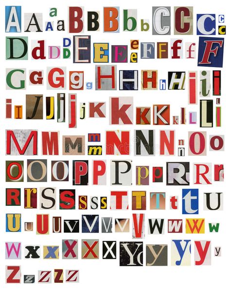 Colorful, newspaper, magazine alphabet. Colorful newspaper magazine alphabet, different size letters stock image Letters Aesthetic, Newspaper Magazine, Newspaper, Alphabet, Magazine