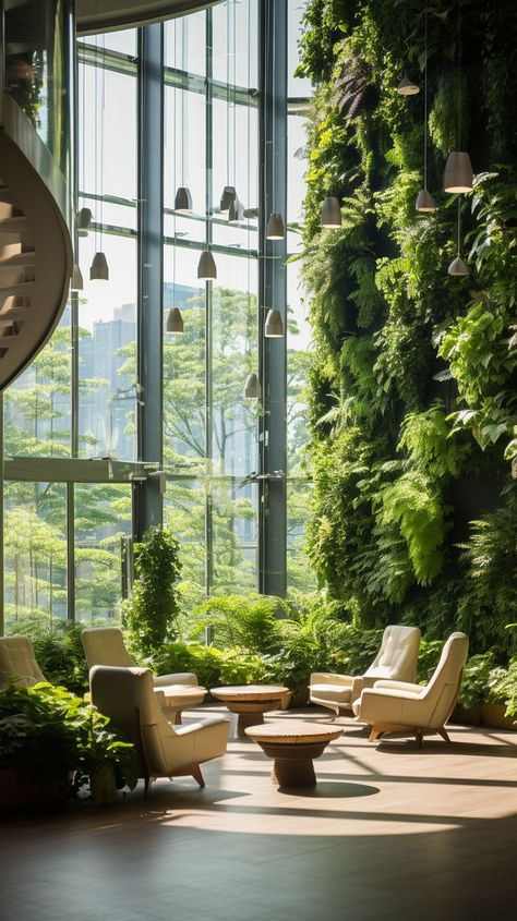 Biophilic Design Biophilic Architecture, Botanical Interior, Atrium Design, Sustainable Interior Design, Luxury Bedroom Furniture, Lobby Design, Healthcare Design, Green Architecture, Urban Architecture