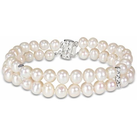 M by Miadora Sterling Silver Cultured Freshwater Pearl Two-strand... ($47) ❤ liked on Polyvore featuring jewelry, bracelets, white, knot jewelry, freshwater pearl jewelry, sterling silver jewelry, knot bangle and fresh water pearl jewelry White Pearl Bracelet, Peoples Jewellers, White Jewelry, Freshwater Cultured Pearls, Strand Bracelet, Gemstone Bracelets, White Pearl, Cultured Pearls, Jewelry Making Beads