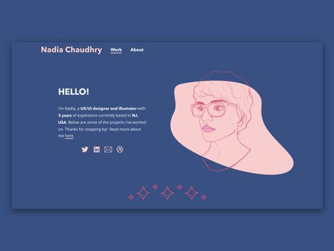 Personal Portfolio Website by Nadia Chaudhry on Dribbble Online Portfolio Design, Portfolio Website Inspiration, Personal Website Design, Personal Portfolio Website, Ux Design Portfolio, Logos Vintage, 잡지 레이아웃, Web Portfolio, Portfolio Website Design