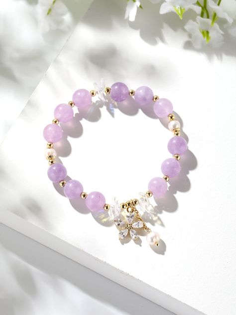 Elegant Purple Beaded Bracelets As Gift, Elegant Purple Beaded Bracelet Gift, Purple Bracelet Ideas, Purple Bracelets, Elegant Purple Crystal Bracelet, Adjustable Elegant Purple Crystal Bracelet, Crystal Bracelets Diy, Elegant Purple Beaded Charm Bracelet, Purple Beaded Bracelets