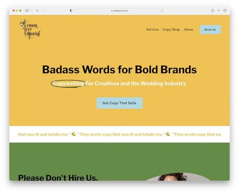 21 Best Copywriter Websites (Examples) 2023 - Colorlib Copywriting Website Design, Copywriter Website Design, Copywriting Website, Copywriter Website, Badass Words, Copywriting Examples, Beautiful Web Design, Totally Me, Industrial Wedding