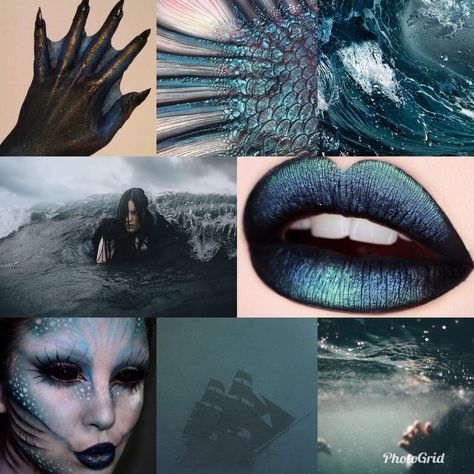 Dark mermaid aesthetic Dark Mermaid Crown, Umberlee Aesthetic, Sea Witch Cosplay, Gothic Mermaid Costume, Goth Mermaid Costume, Creepy Siren Costume, Goth Mermaid Makeup, Evil Siren Aesthetic, Dark Mermaidcore Outfit