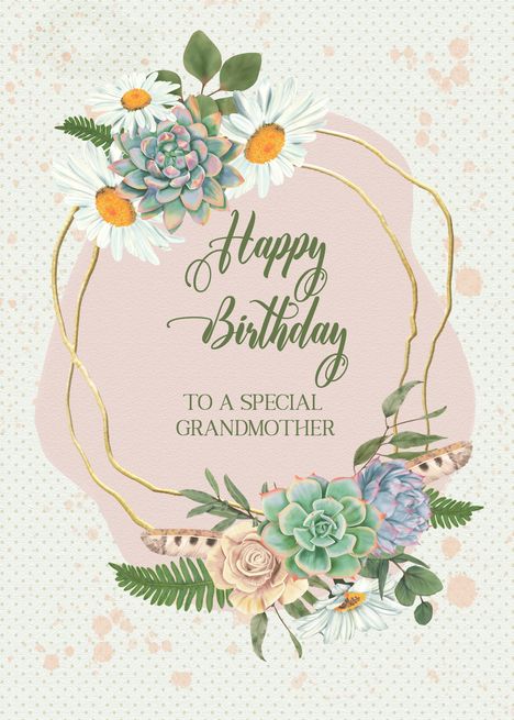 Grandmother Happy Birthday Flower and Cacti Bouquets card Happy Birthday Mother In Law, Birthday Mother In Law, Happy Birthday Sister In Law, Birthday Sister In Law, Product Flyer, Mother In Law Birthday, Happy Birthday Grandma, Happy Birthday Mother, Holiday Stationery