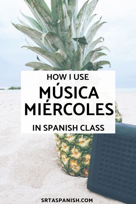 Do you have your classroom routines in place and ready to go this year? Check out this post on how I use música miércoles in my Spanish classes! My middle school and high school Spanish students love listening to music in Spanish class and this classroom routine is easy to use and get started! Click to see what I love about música miércoles! #spanishclass #comprehensibleinput High School Spanish Classroom Activities, Spanish High School Classroom, Wednesday Music, Spanish Teacher Classroom, Spanish Classroom Decor, Spanish Teacher Resources, Spanish Learning Activities, Spanish Classroom Activities, Spanish Curriculum