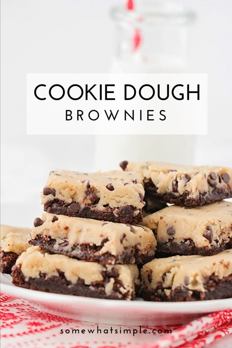 Brownie With Cookie Dough On Top, Brownies With Cookies On Top, Cookie Dough And Brownie Recipes, Brownie Cookie Dough Bars, Cookie And Brownie Together, Brownie With Cookie Dough, Brownie And Cookie Dough Recipe, Cookie Dough Brownies Recipe, Cookie Dough Desserts Recipes